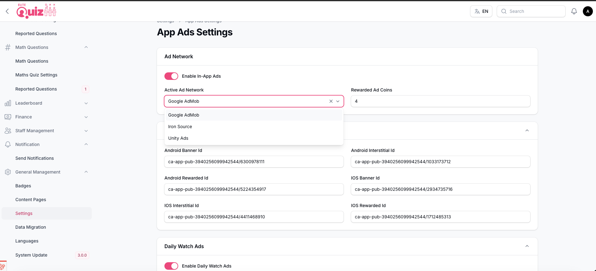 Add Google Ad IDs