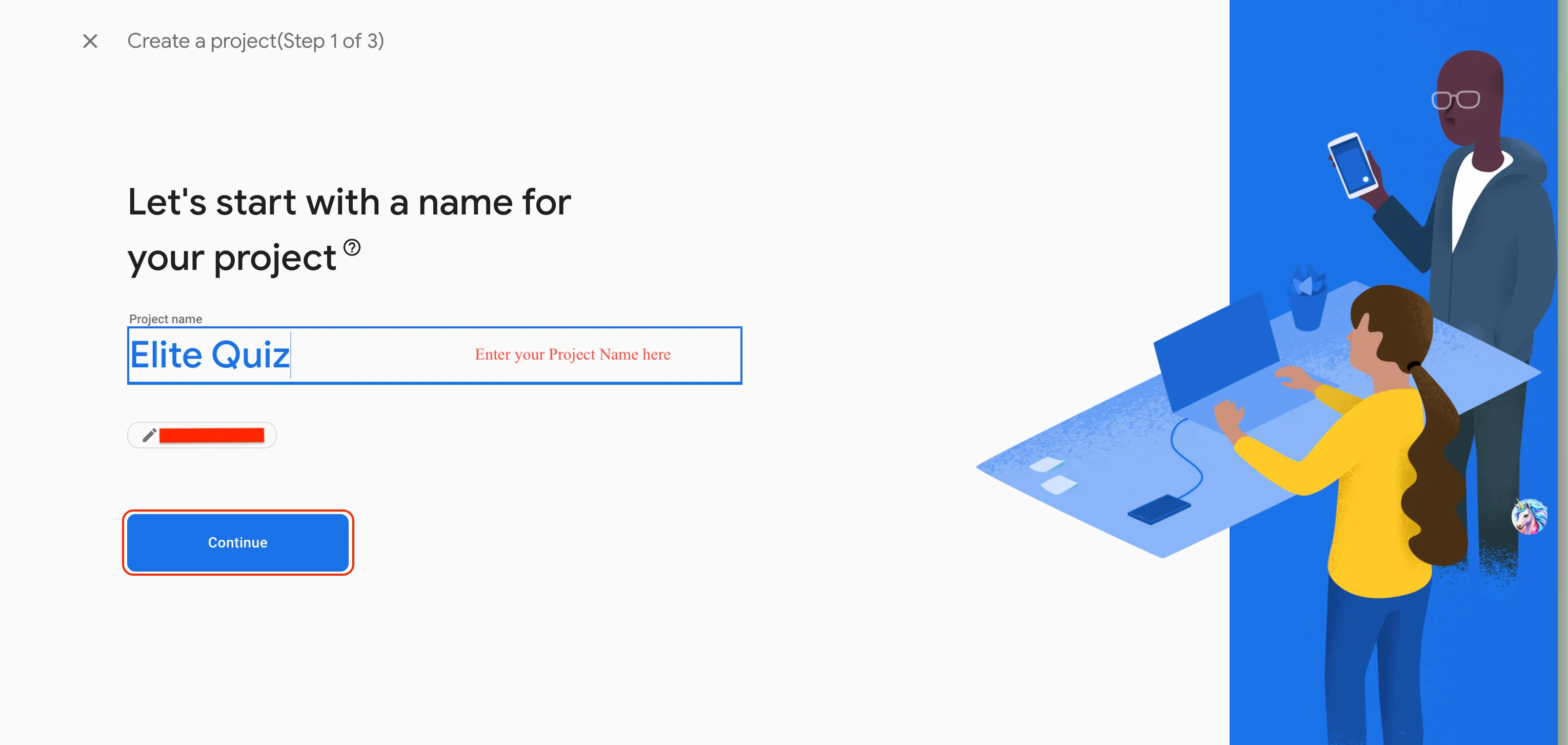 Screenshot: Creating a Firebase Project