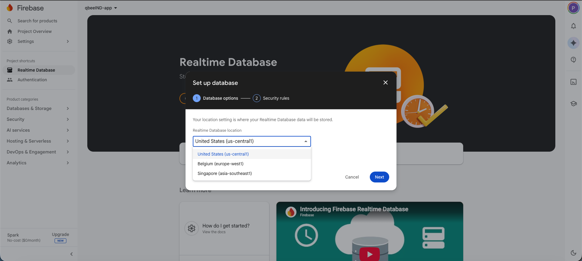 Create Realtime Database