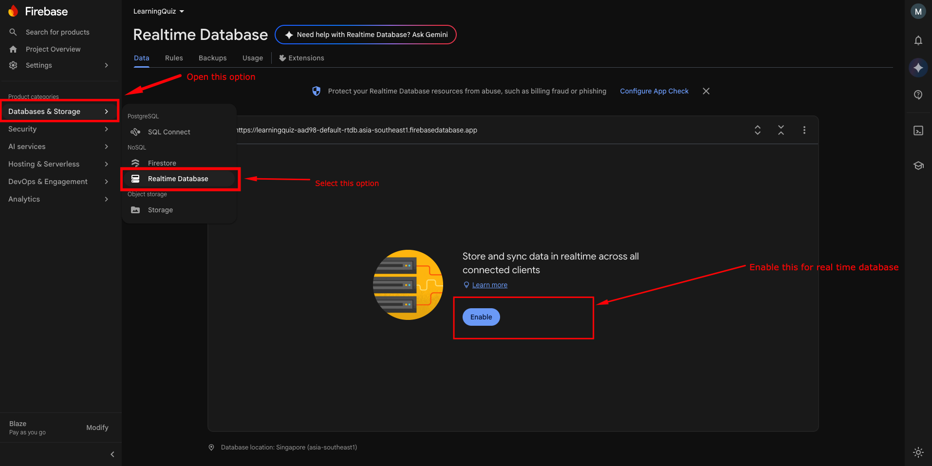 Create Firebase Database