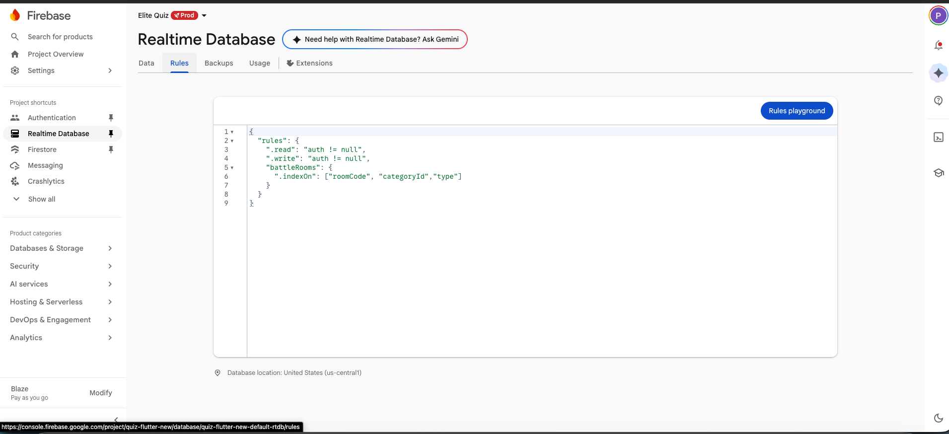 Firebase Realtime Database Rules
