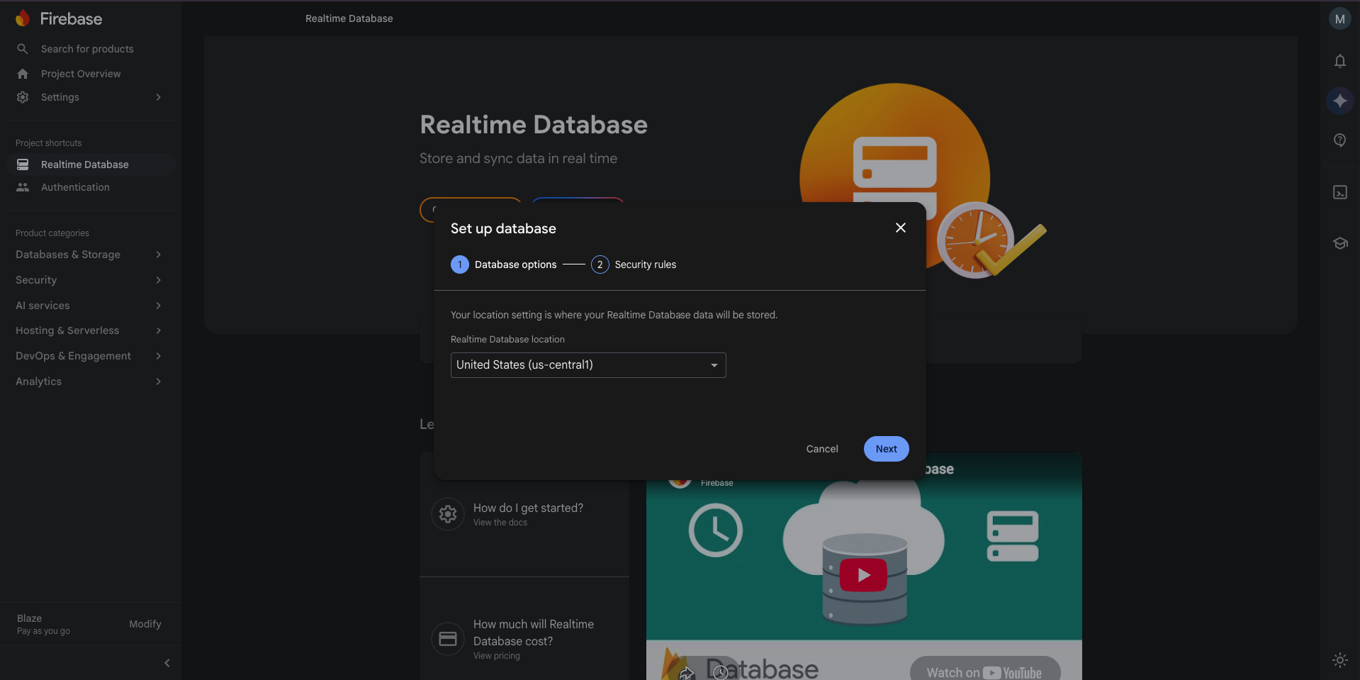 Select Database Location