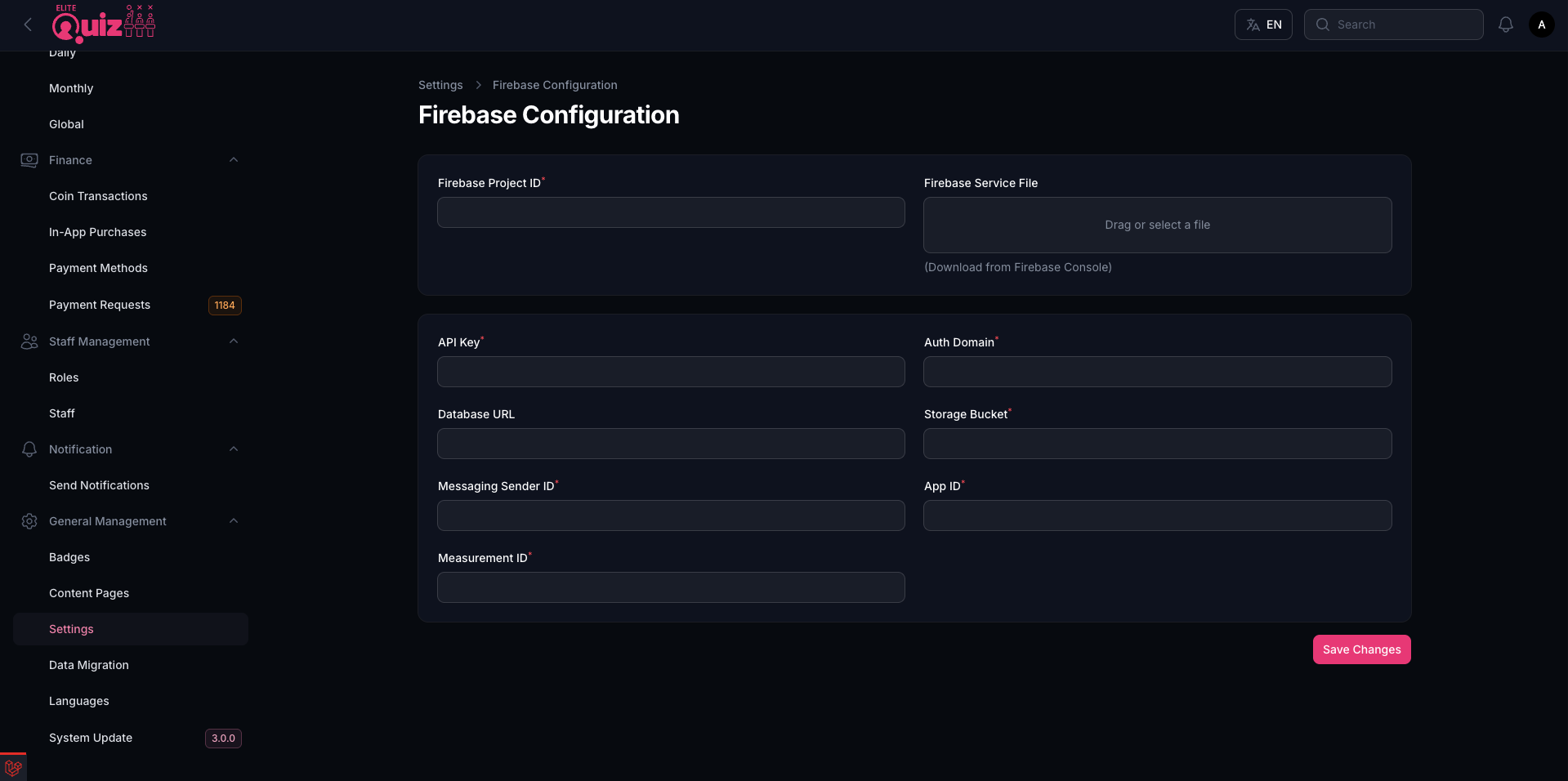 Admin Panel Config