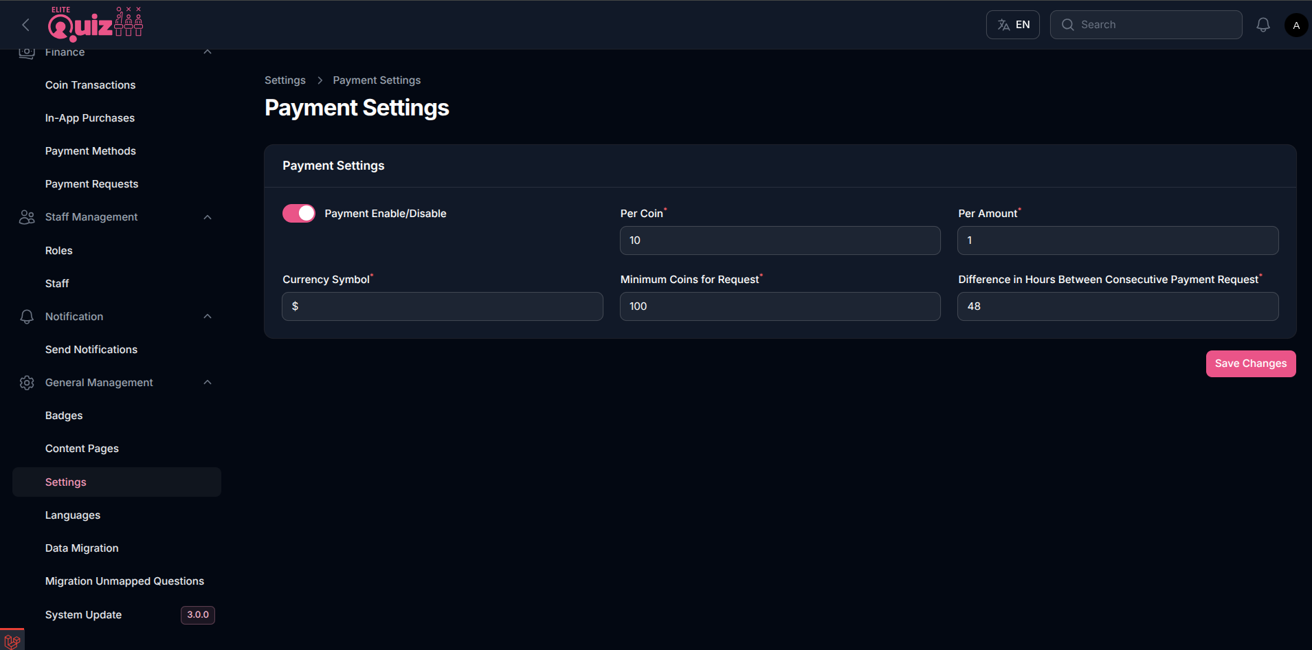 Payment Settings