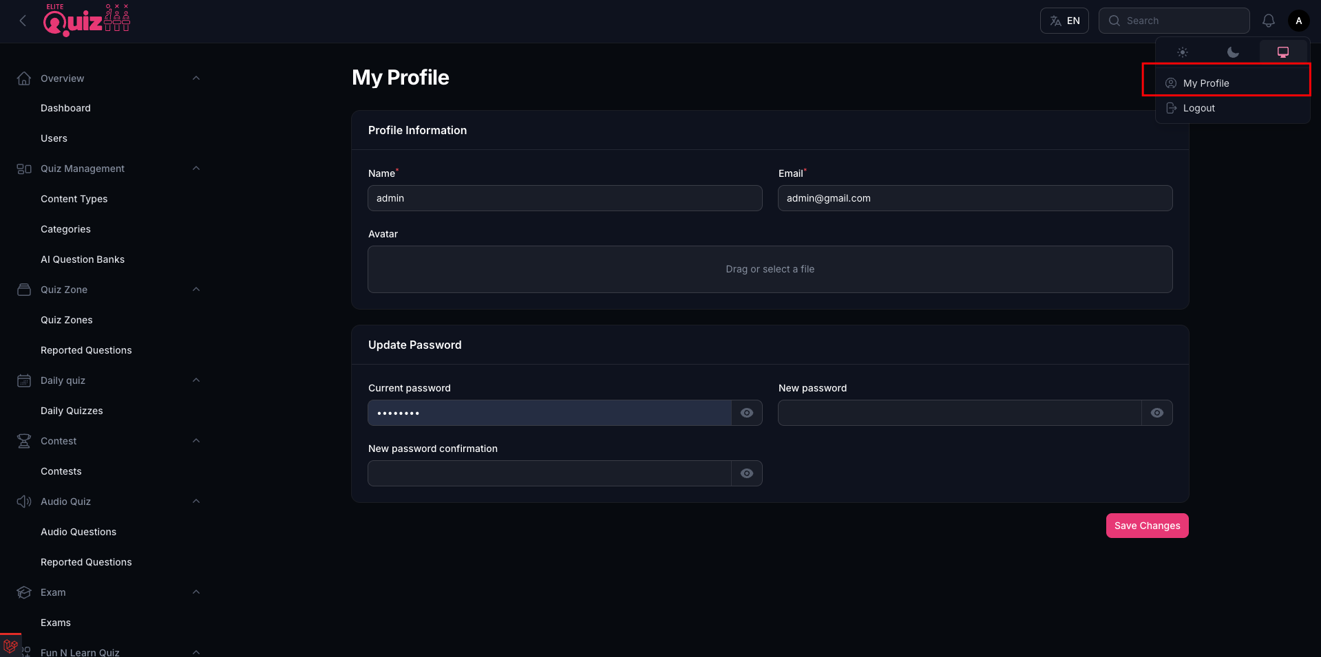 Profile Settings
