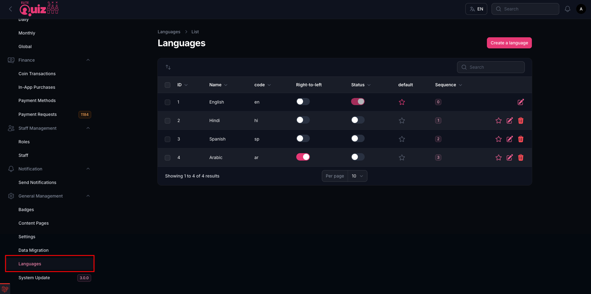 Manage System Languages