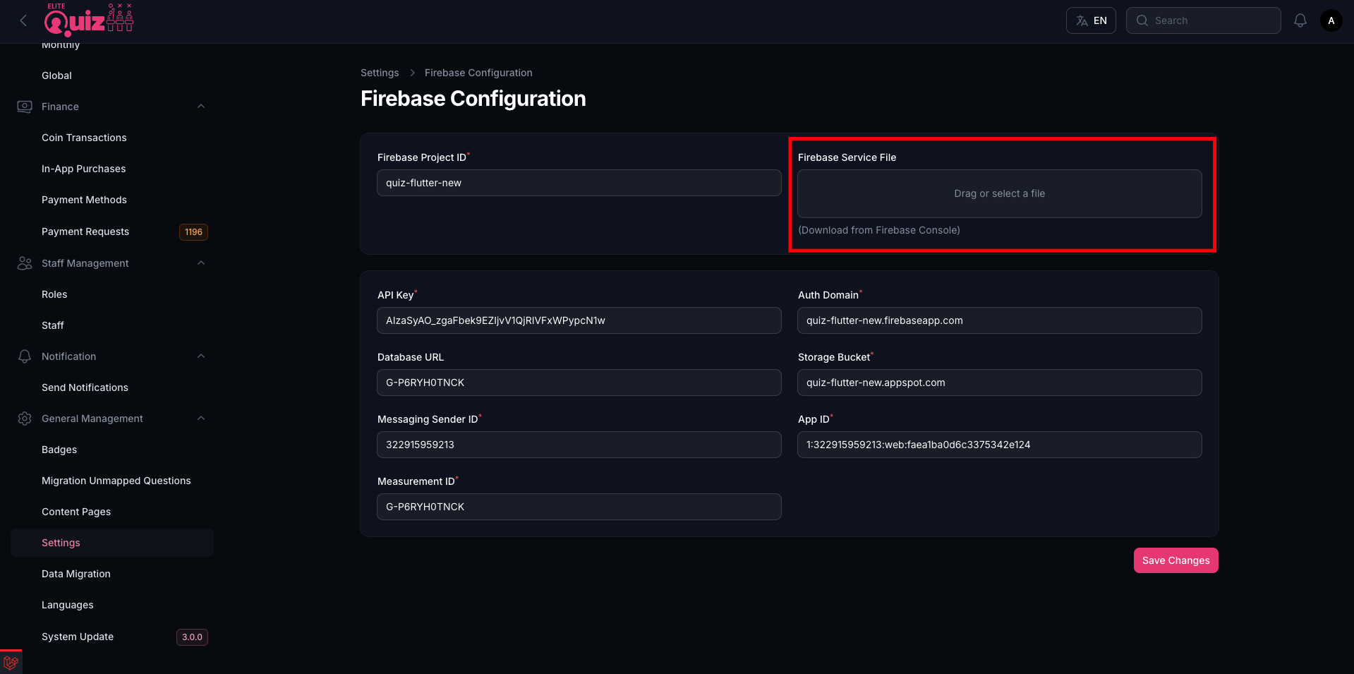 Upload Services JSON