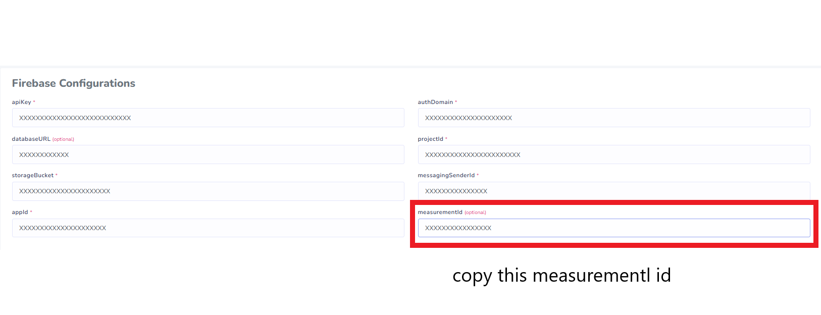 admin panel measurementId