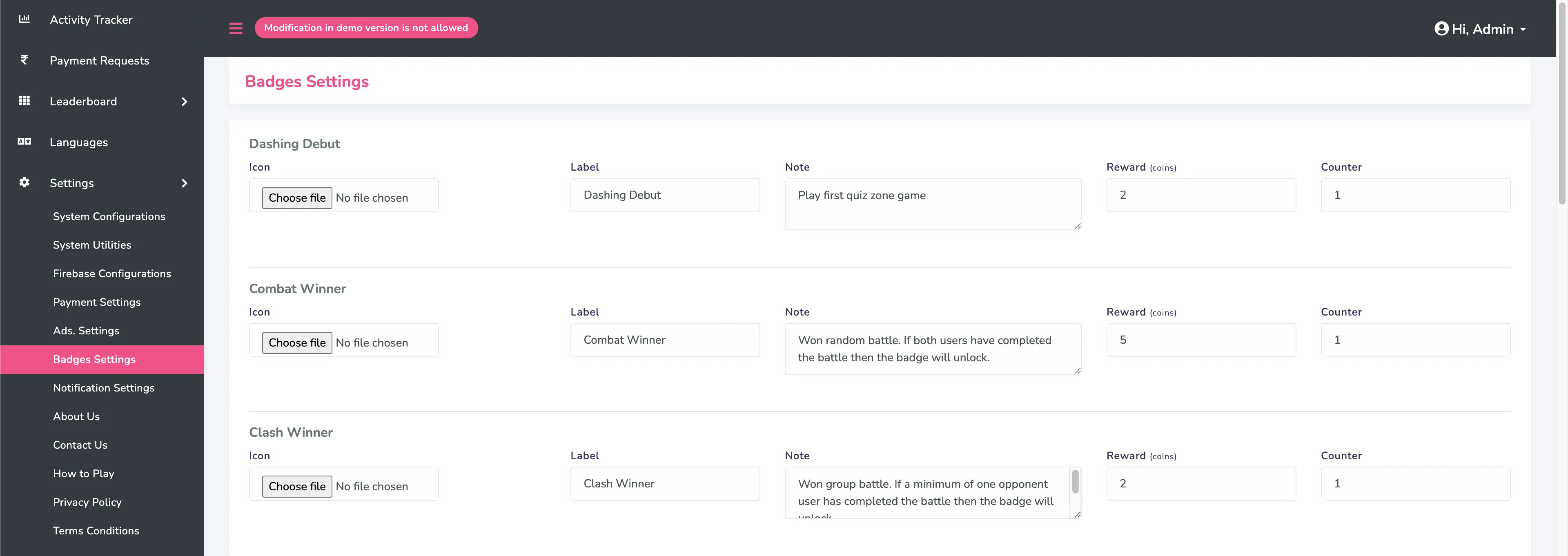 Manage Badges