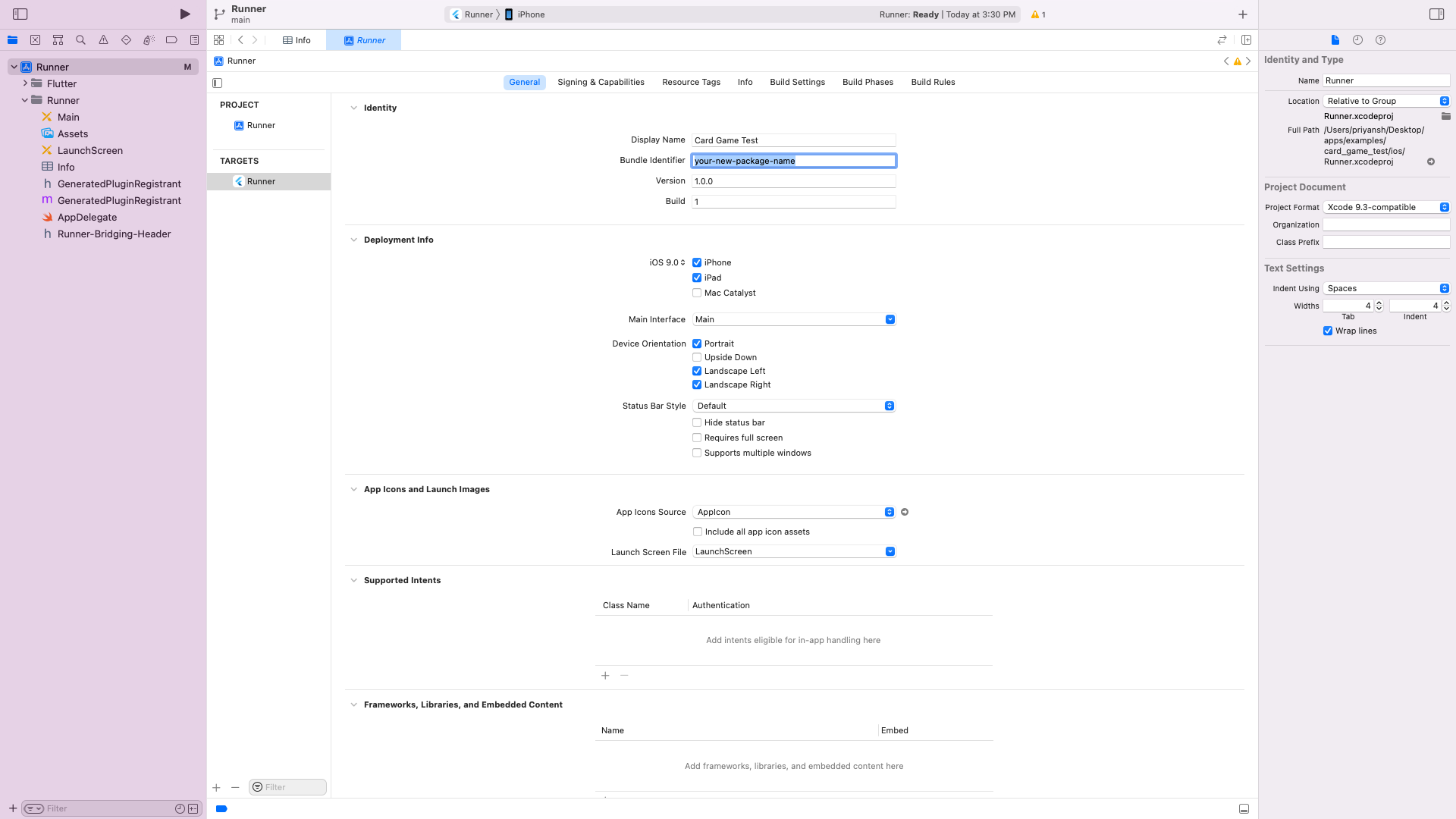Change iOS Package Name
