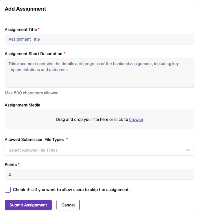 Add Assignment