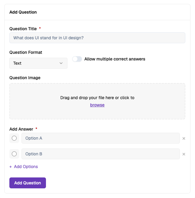 Add Quiz Question