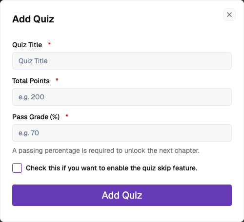 Add Quiz