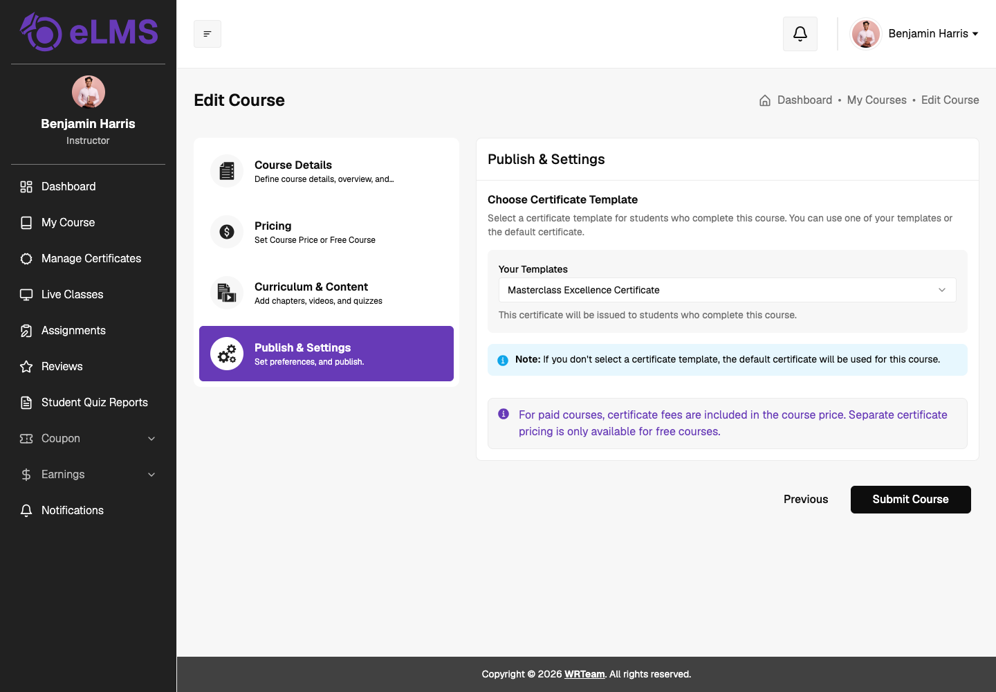Publish Settings