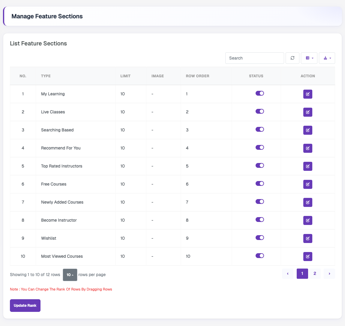 Feature Sections