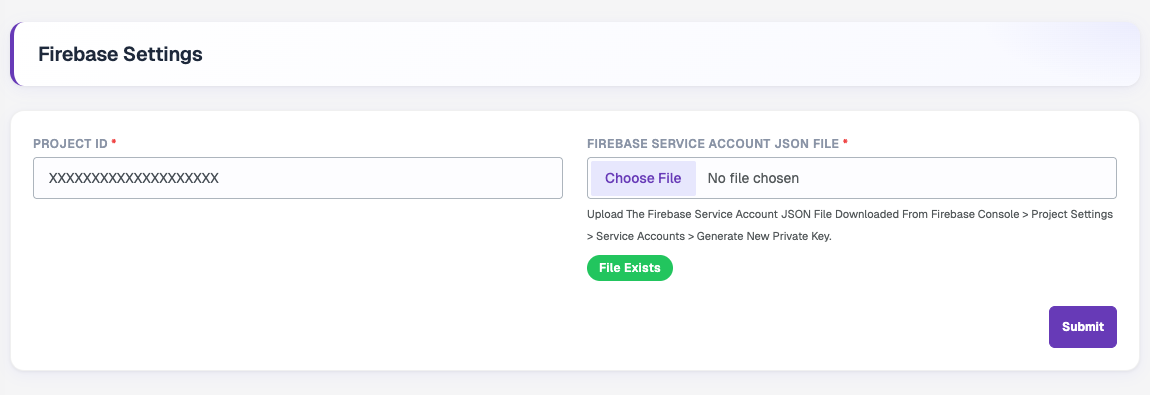Firebase Settings