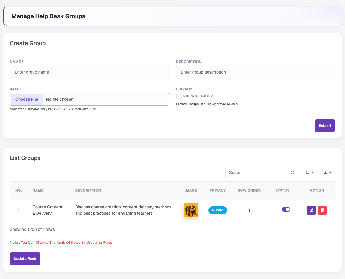 Help Desk Groups