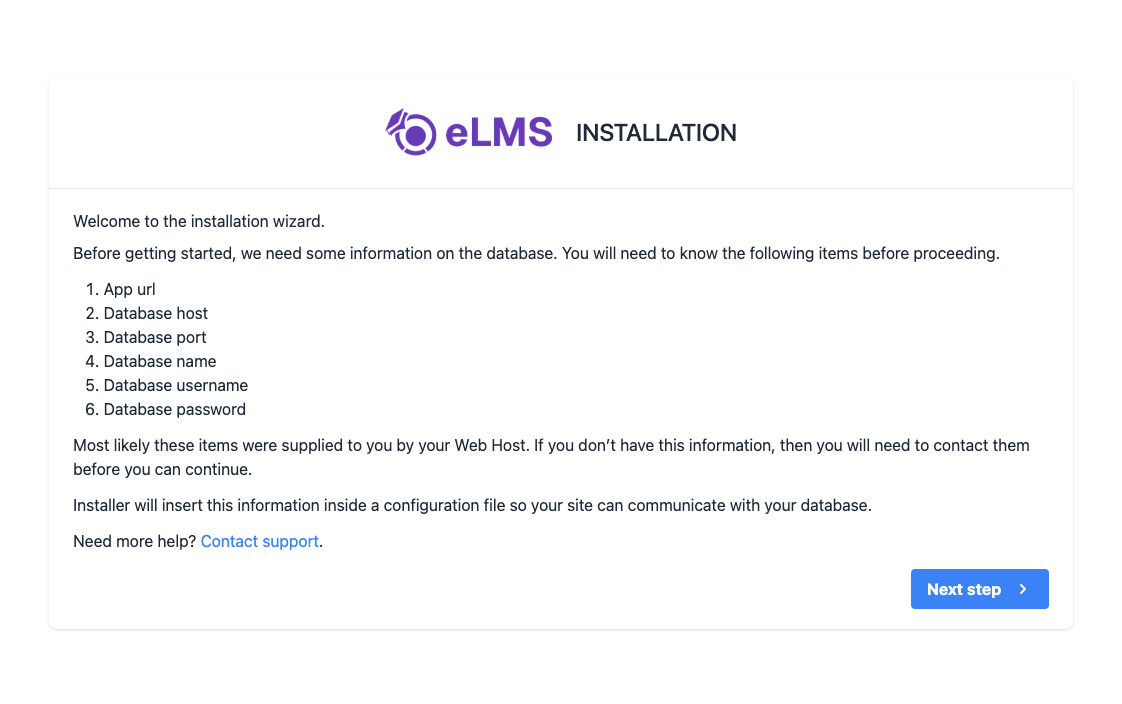 Installation Welcome Screen