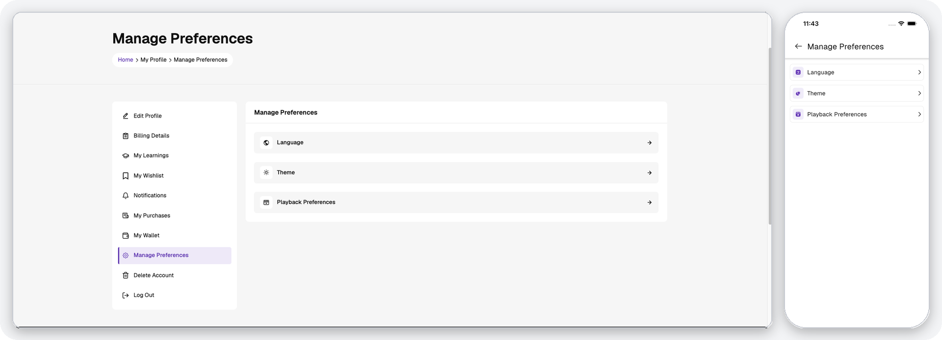 Manage Preferences