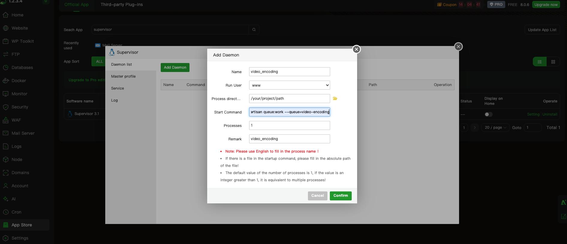 aaPanel - Video encoding worker