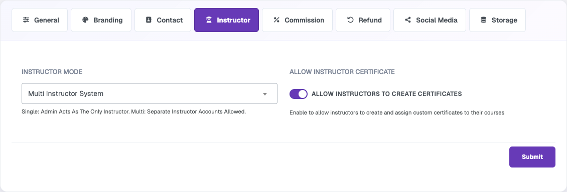 Instructor Settings