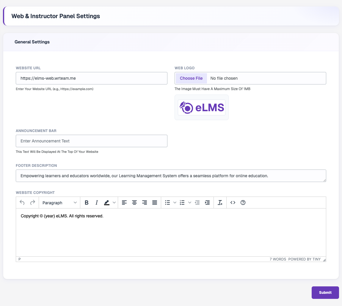 Web Settings