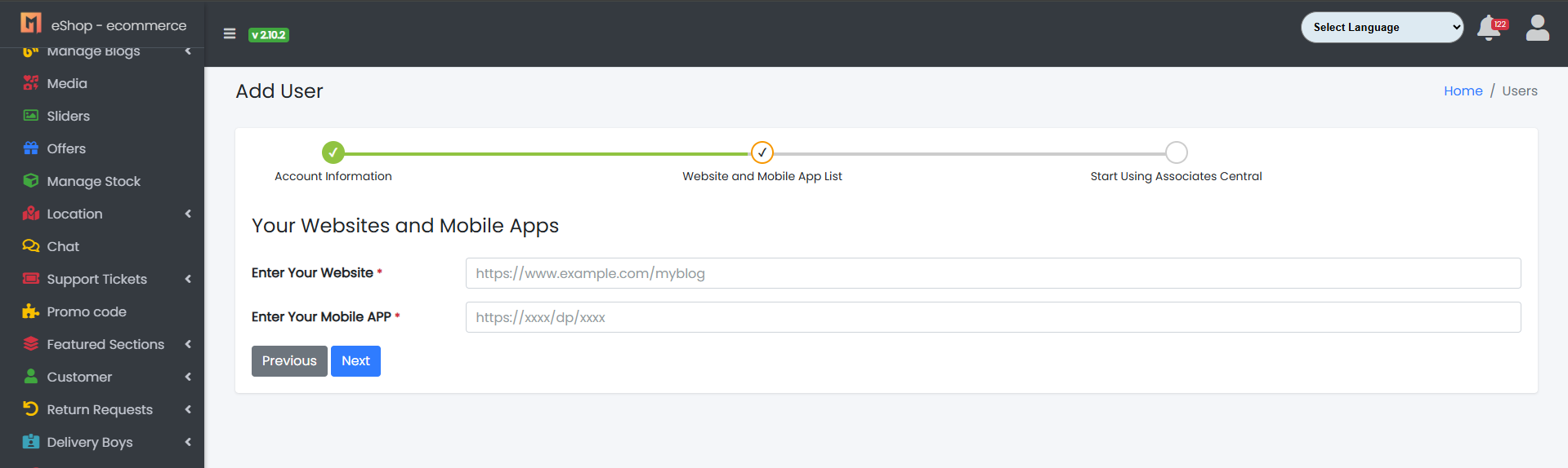 Add Affiliate User Form Step 2