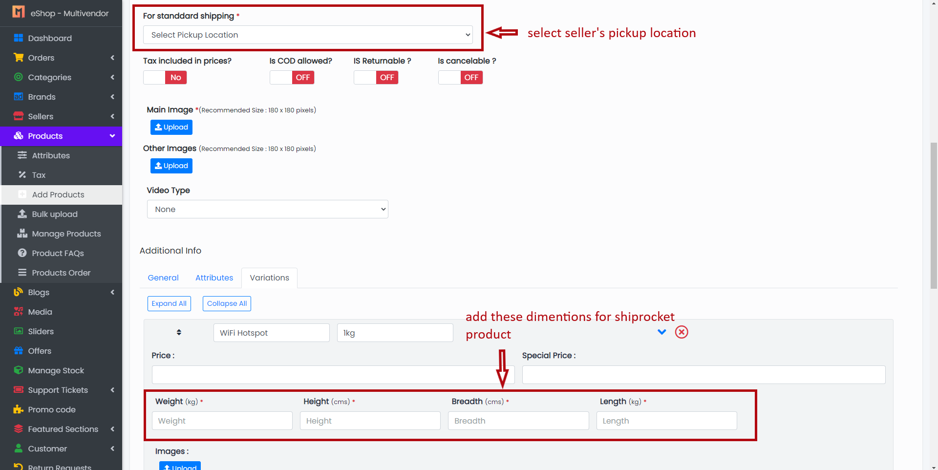 Add Variable Product