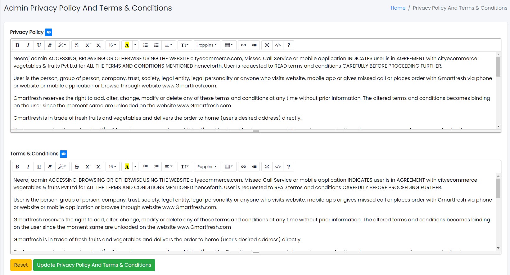 Admin Privacy Policy