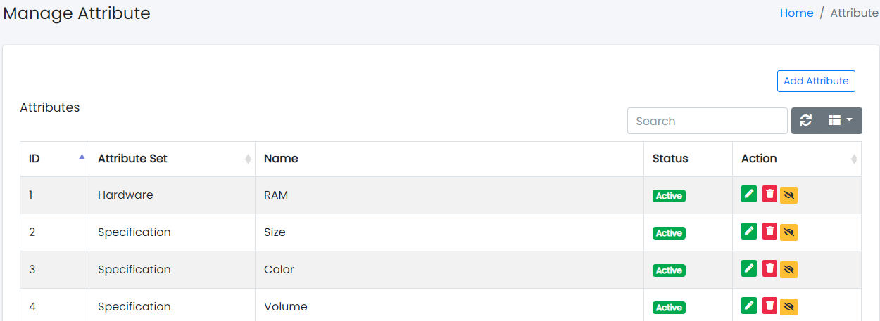 Attributes Panel