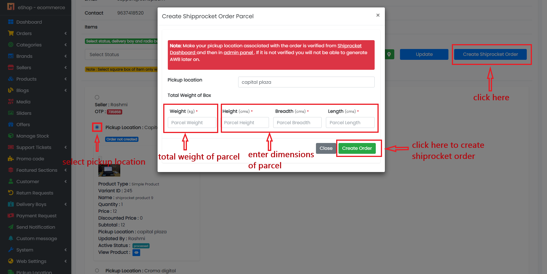 Create Shiprocket Order