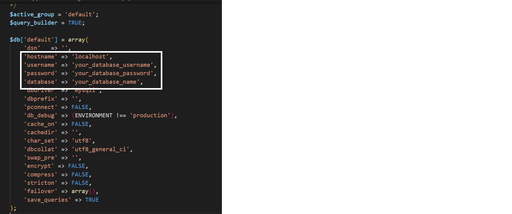 Database setting example