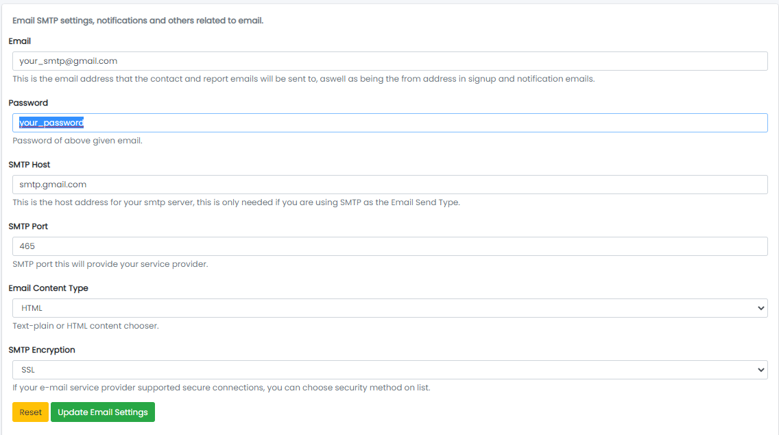 Email Settings
