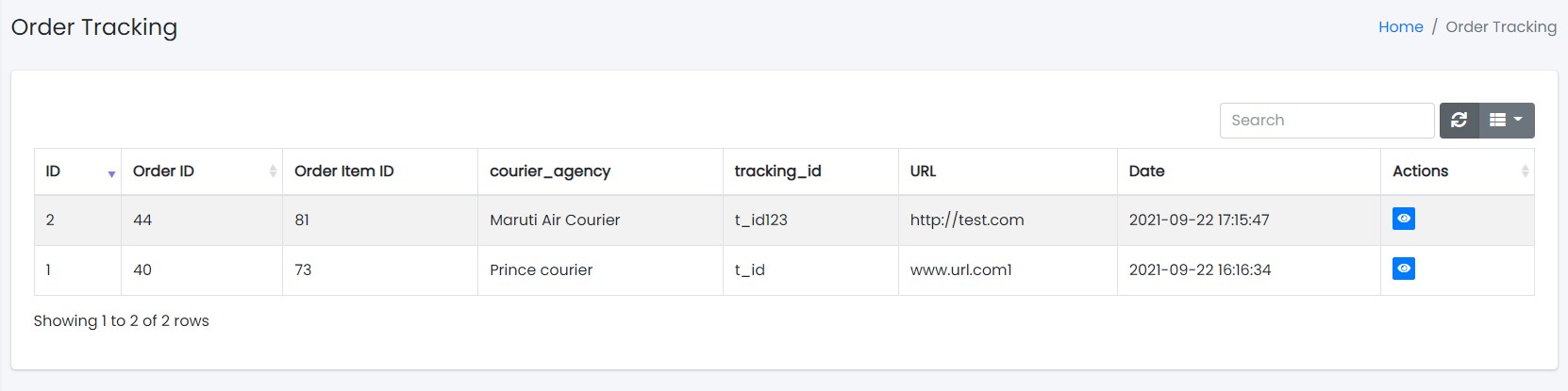 Order Tracking List