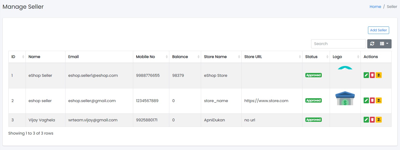 Seller Panel