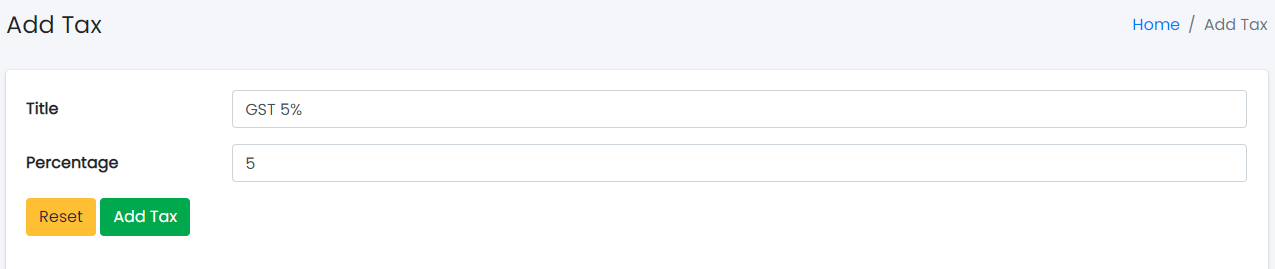 Add Products Tax Window