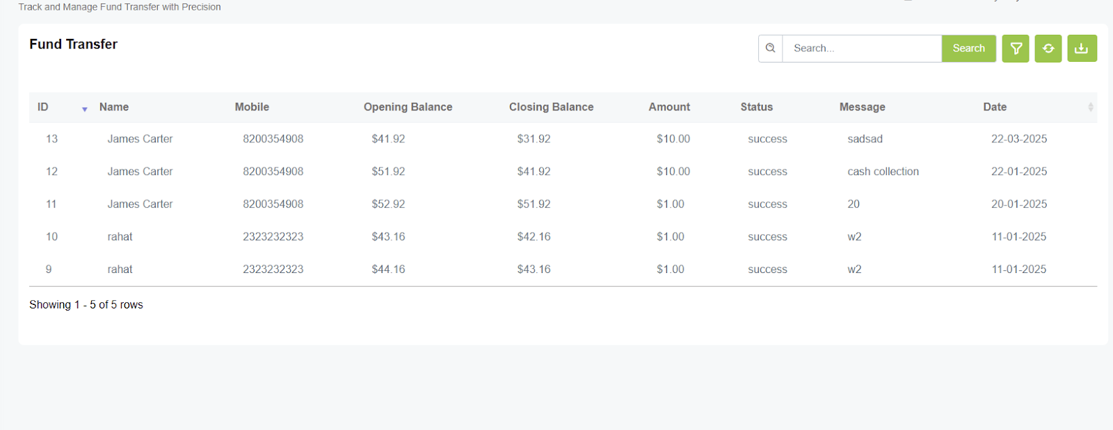 Fund Transfer Example