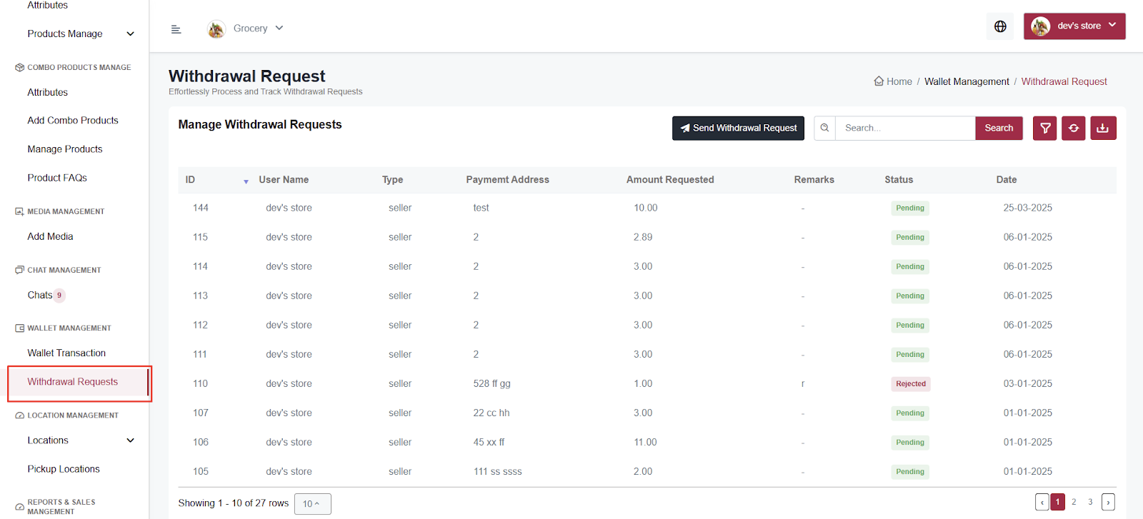 Payment Request Example