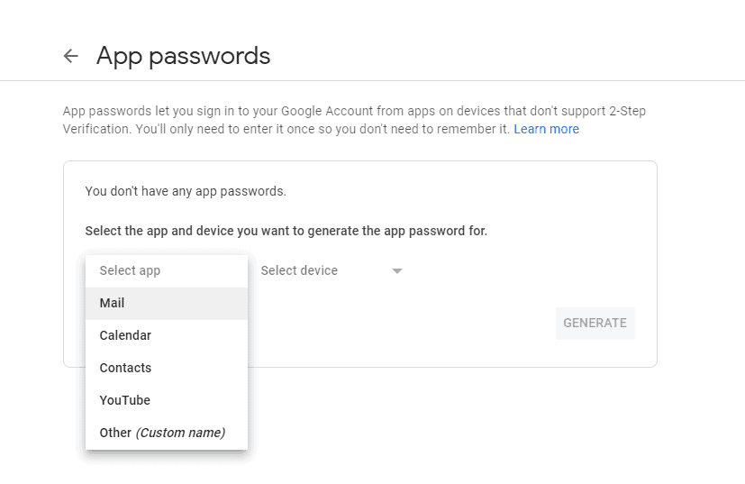 SMTP Settings Example