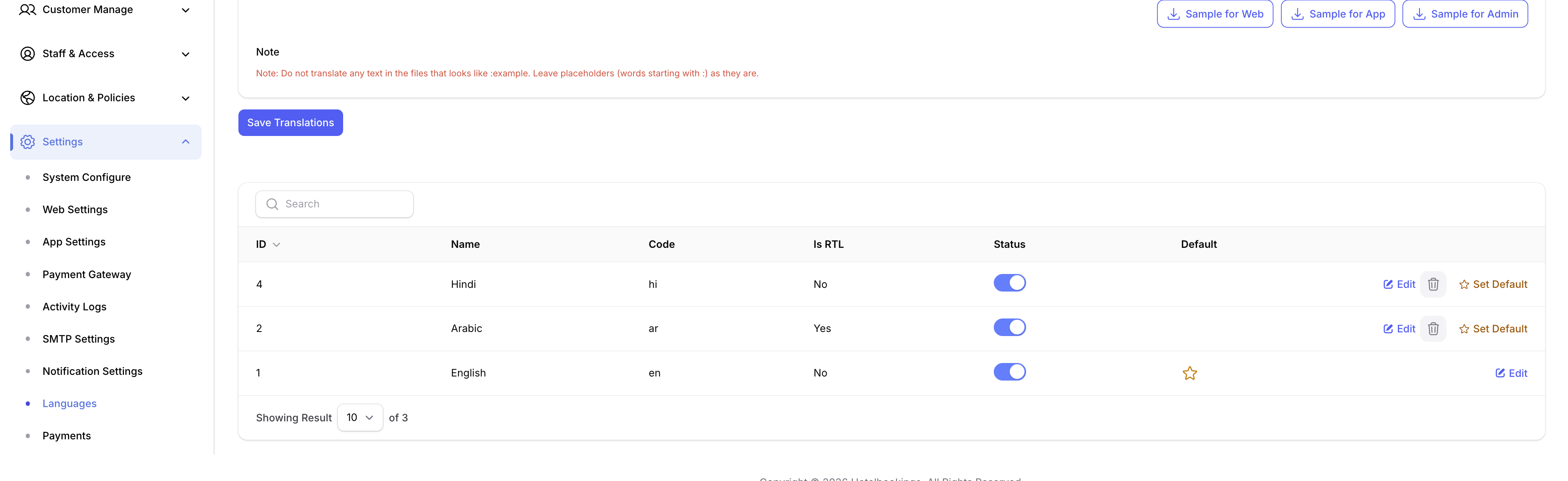 Set Default Language