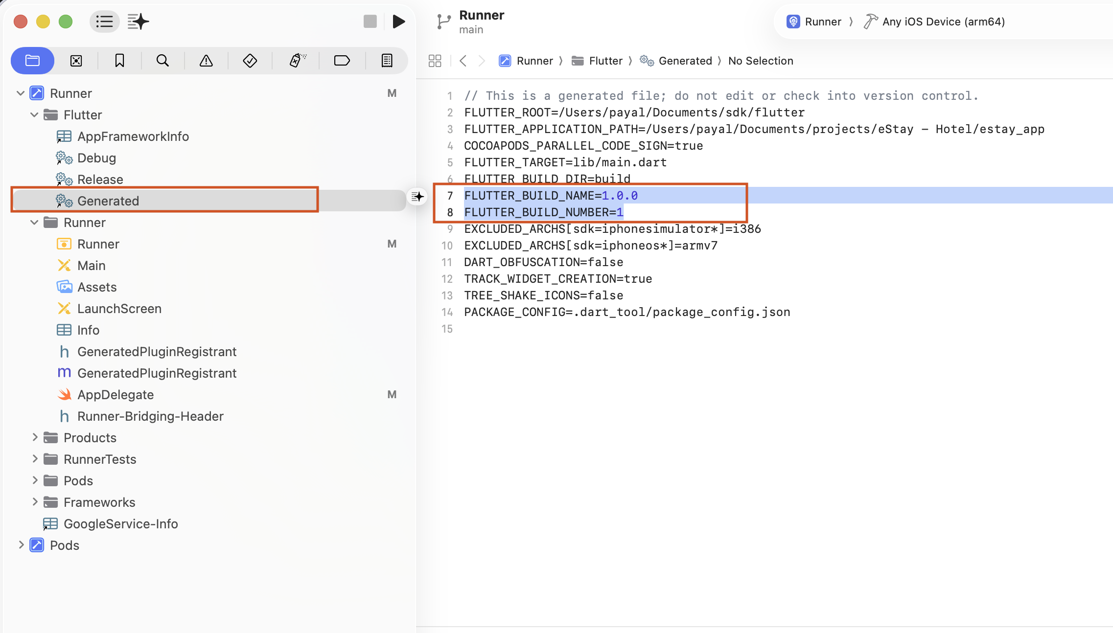 Generated file in Xcode