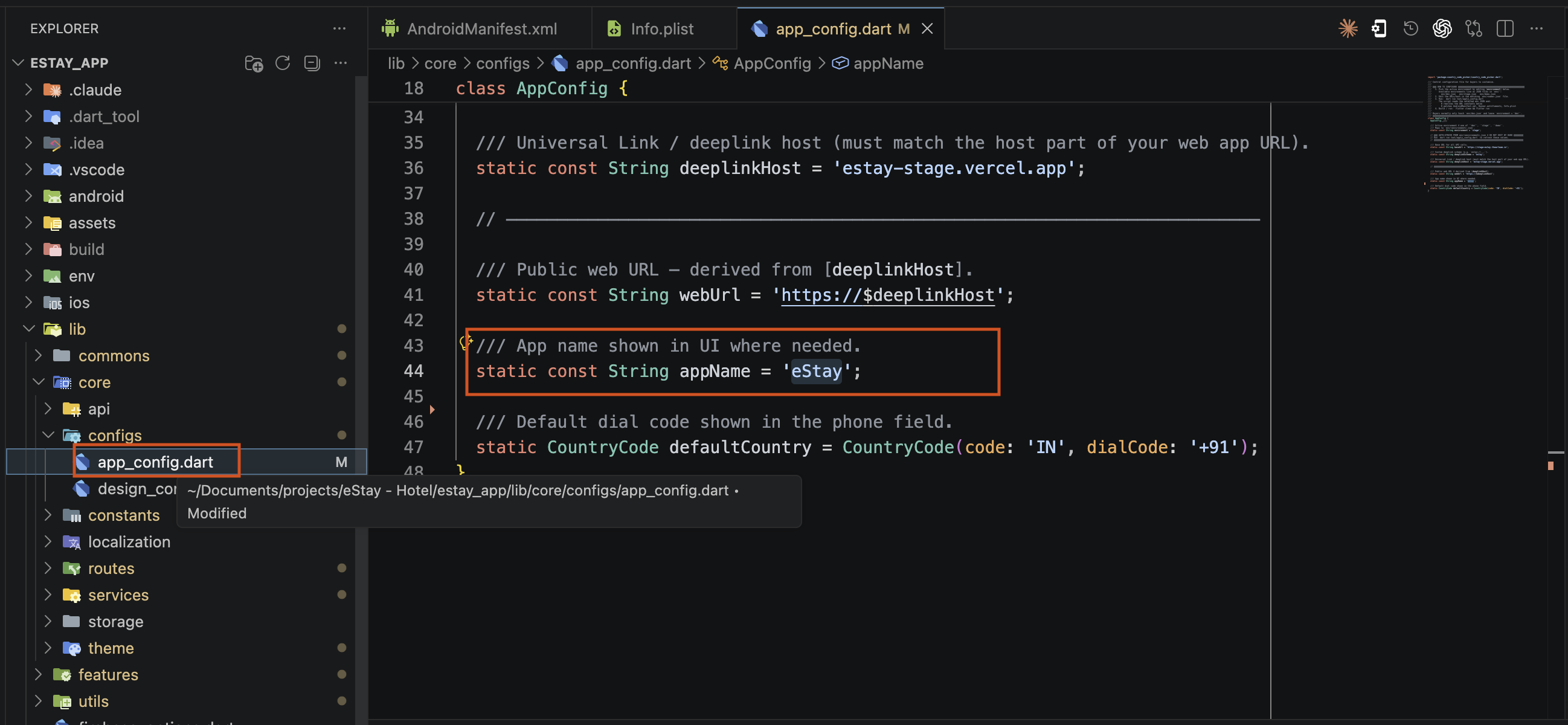 appConfig.dart App Name