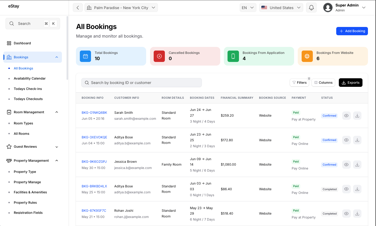 Booking List