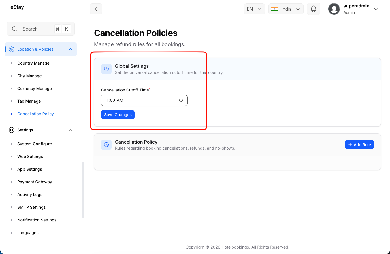 Cancellation Policy Page