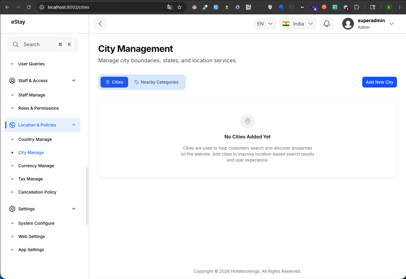 City Management Page
