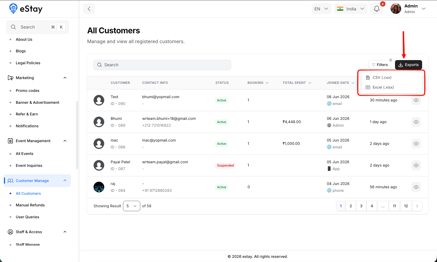 Customer Export