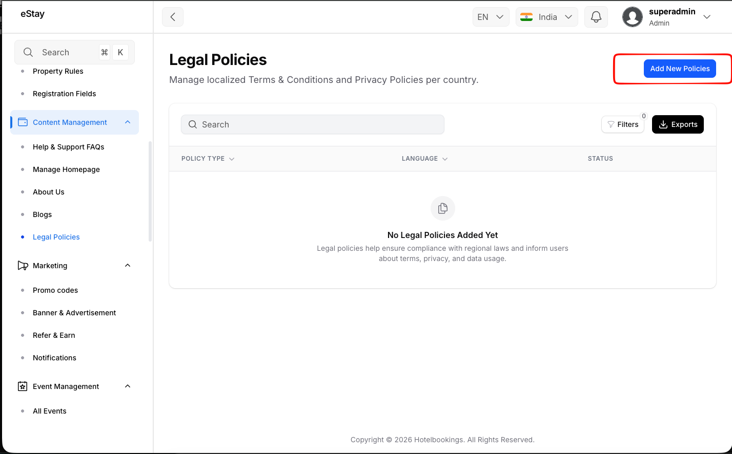 Legal Policies Page