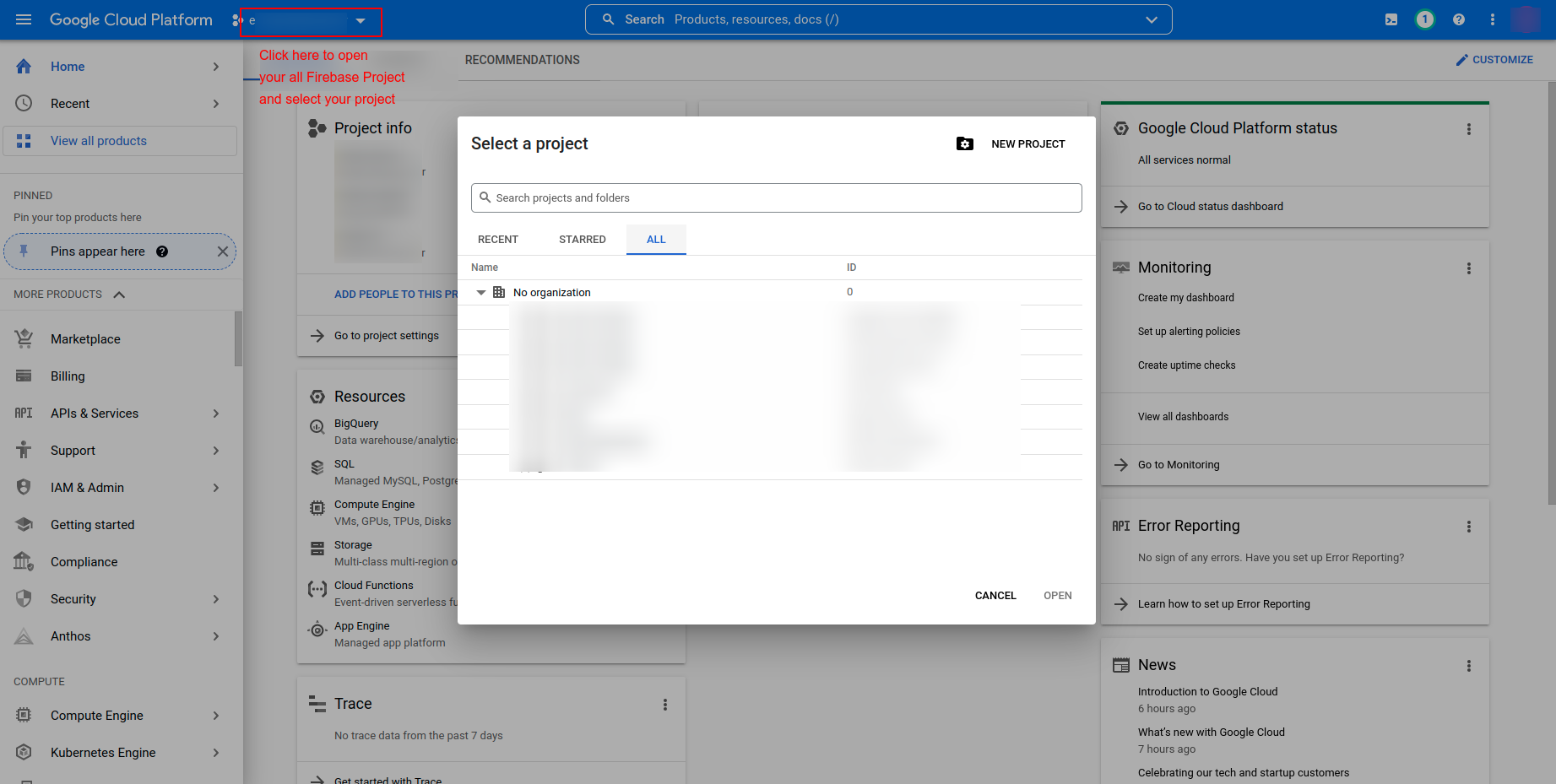 Projetc selector