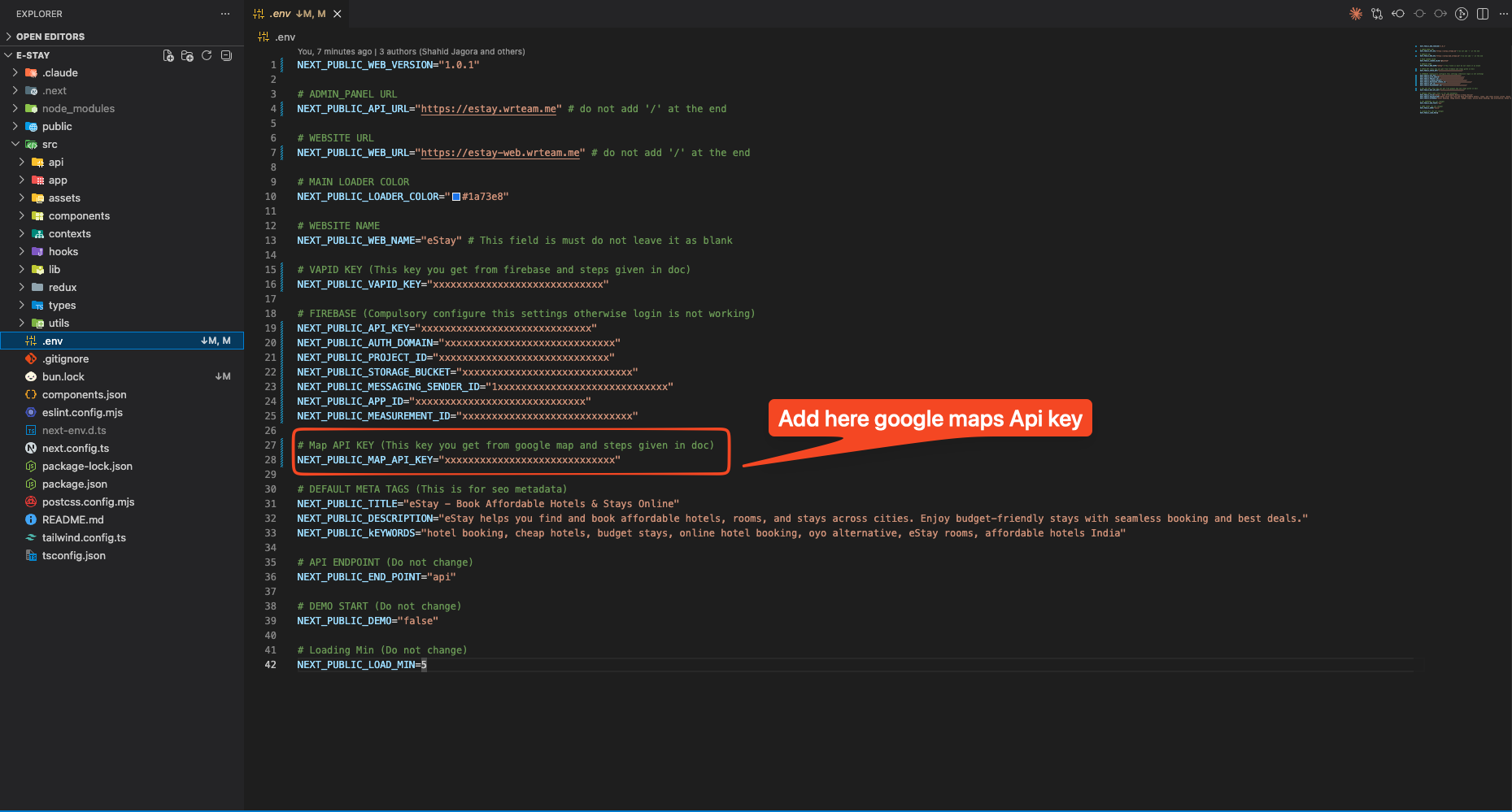 Map API Key in env
