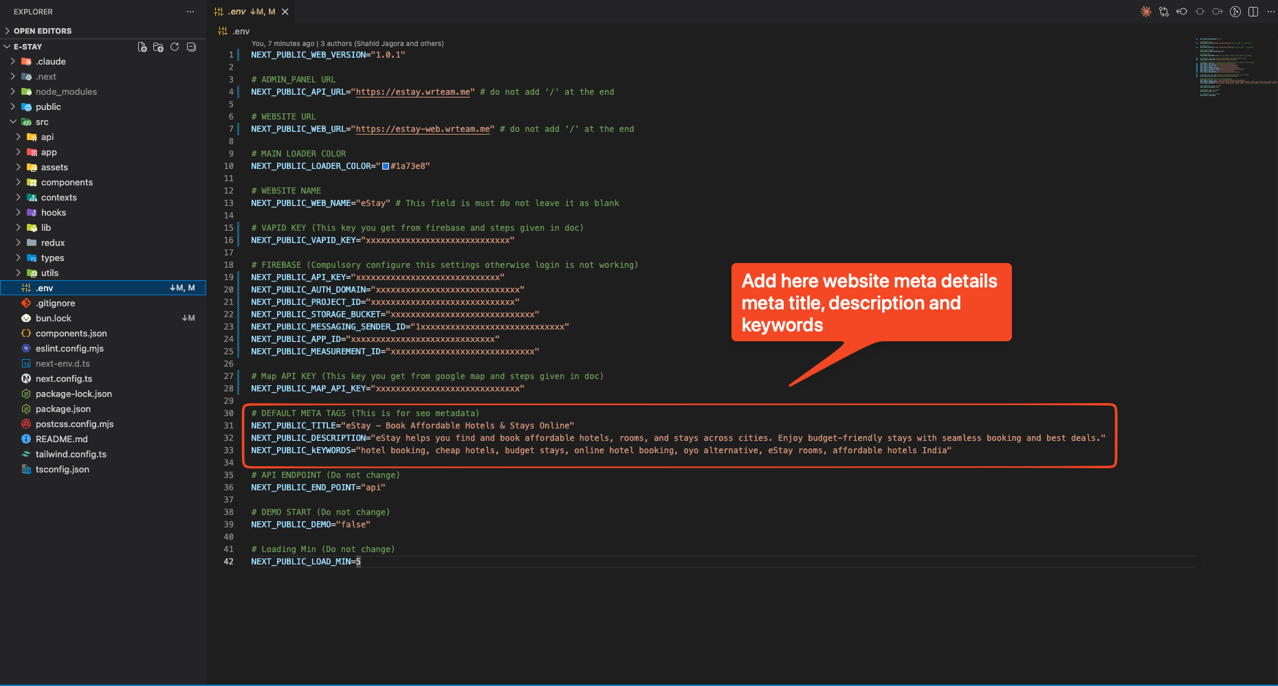 Meta details configuration